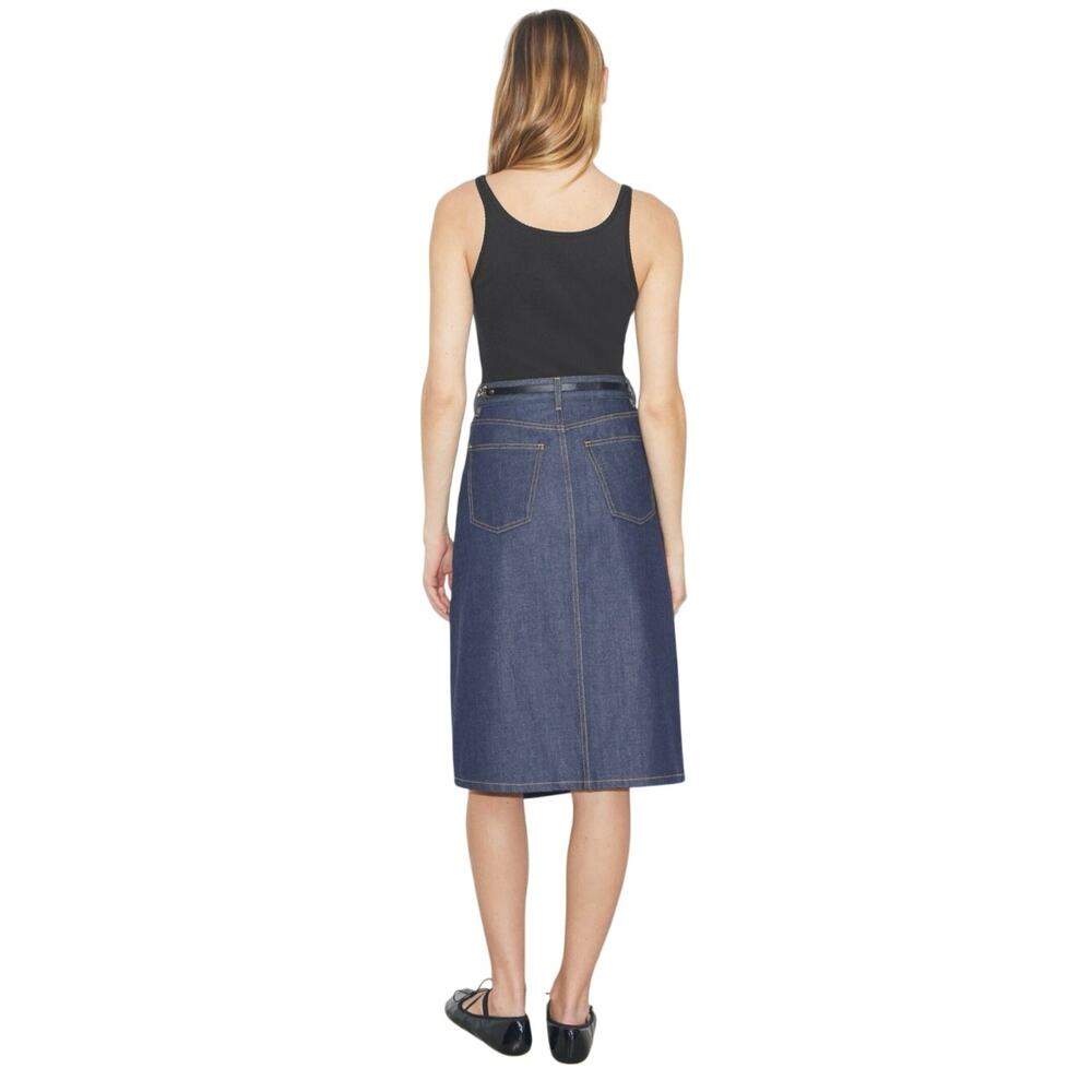 Tory Burch The classic cotton denim dark blue A-line jean midi skirt size 4 - Picture 3 of 14